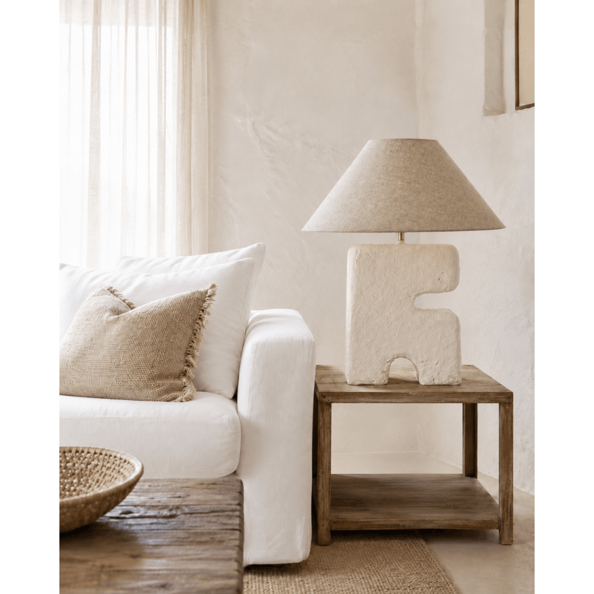 L'Objet Tafellamp – Papier-maché Wit (L)