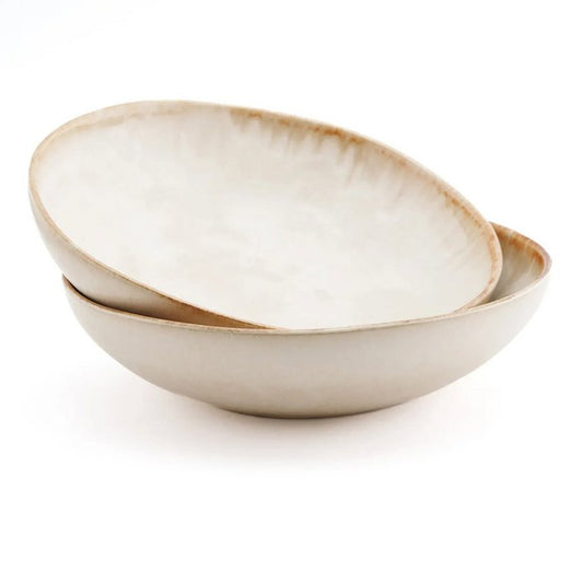 Sand Pasta Plate – Keramisch Wit met Goud