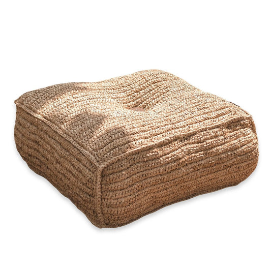Padar Zitpoef – Handgeknoopt Raffia met Katoen- en Kokosvulling