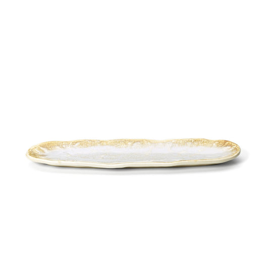 Serving Plate – Wit Keramiek met Gouden Accenten